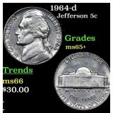 1964-d Jefferson Nickel 5c Grades GEM+ Unc