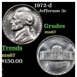 1972-d Jefferson Nickel 5c Grades GEM++ Unc