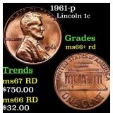1961-p Lincoln Cent 1c Grades GEM++ RD