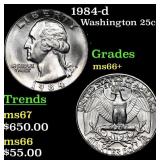 1984-d Washington Quarter 25c Grades GEM++ Unc