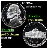 2000-s Proof Jefferson Nickel 5c Grades GEM++ Proo