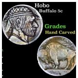 Hobo Buffalo Nickel 5c Grades Hand Carved