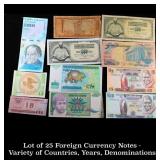 Lot of 25 Foreign Currency Notes - Variety of Coun