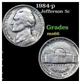 1984-p Jefferson Nickel 5c Grades GEM+ Unc
