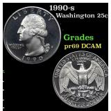 1990-s Proof Washington Quarter 25c Grades GEM++ P