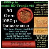 BU Shotgun Lincoln 1c roll, 1980-p 50 pcs Bank Wra