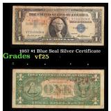 1957 $1 Blue Seal Silver Certificate Grades vf+