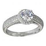 Decadence Sterling SIlver Rhodium Cut Halo Pave Ri