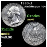 1986-d Washington Quarter 25c Grades GEM+ Unc