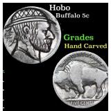 Hobo Buffalo Nickel 5c Grades Hand Carved
