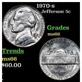1970-s Jefferson Nickel 5c Grades GEM+ Unc