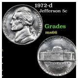 1972-d Jefferson Nickel 5c Grades GEM+ Unc