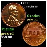 1962 Proof Lincoln Cent 1c Grades Gem++ Proof Red