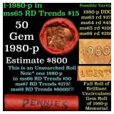 BU Shotgun Lincoln 1c roll, 1980-p 50 pcs Bank Wra