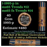 BU Shotgun Jefferson 5c roll, 1995-p 40 pcs Bank $