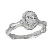 Decadence Sterling SIlver 5x7mm Oval Halo Bamboo r