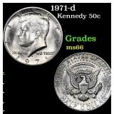 1971-d Kennedy Half Dollar 50c Grades GEM+ Unc