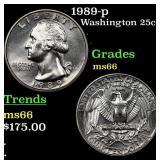 1989-p Washington Quarter 25c Grades GEM+ Unc