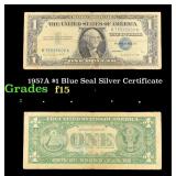 1957A $1 Blue Seal Silver Certificate Grades f+