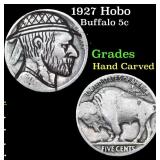 1927 Hobo Buffalo Nickel 5c Grades Hand Carved