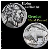 Hobo Buffalo Nickel 5c Grades Hand Carved