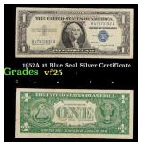 1957A $1 Blue Seal Silver Certificate Grades vf+
