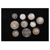 Group of 10 Coins, Cuba 20 Centavos, Seated Libert