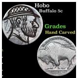 Hobo Buffalo Nickel 5c Grades Hand Carved