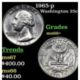 1965-p Washington Quarter 25c Grades GEM++ Unc