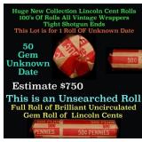 BU Shotgun Lincoln 1c roll, Unknown Date 50 pcs Ba