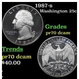1987-s Proof Washington Quarter 25c Grades GEM++ P