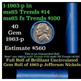 BU Shotgun Jefferson 5c roll, 1963-p 40 pcs Bell T