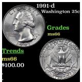 1991-d Washington Quarter 25c Grades GEM+ Unc