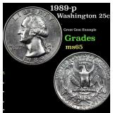 1989-p Washington Quarter 25c Grades GEM Unc