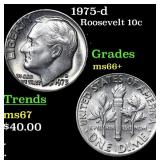 1975-d Roosevelt Dime 10c Grades GEM++ Unc
