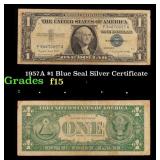 1957A $1 Blue Seal Silver Certificate Grades f+