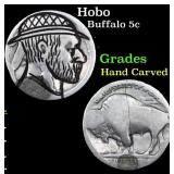 Hobo Buffalo Nickel 5c Grades Hand Carved