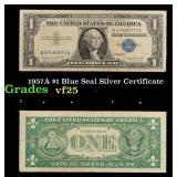 1957A $1 Blue Seal Silver Certificate Grades vf+