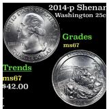 2014-p Shenandoah Washington Quarter 25c Grades GE