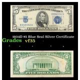 1934D $5 Blue Seal Silver Certificate Grades vf++