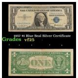 1957 $1 Blue Seal Silver Certificate Grades vf+