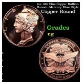 1oz .999 Fine Copper Bullion Round - Mercury Dime