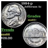 1984-p Jefferson Nickel 5c Grades GEM+ Unc