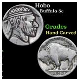 Hobo Buffalo Nickel 5c Grades Hand Carved