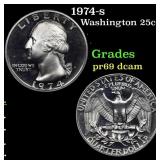 1974-s Proof Washington Quarter 25c Grades GEM++ P