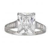 Decadence Sterling SIlver Rhodium Emerald Cut Ring