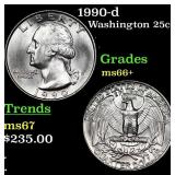 1990-d Washington Quarter 25c Grades GEM++ Unc