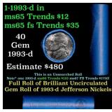 BU Shotgun Jefferson 5c roll, 1993-d 40 pcs Bell T