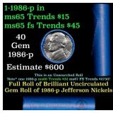 BU Shotgun Jefferson 5c roll, 1986-p 40 pcs Bell T