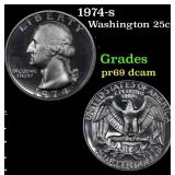 1974-s Proof Washington Quarter 25c Grades GEM++ P